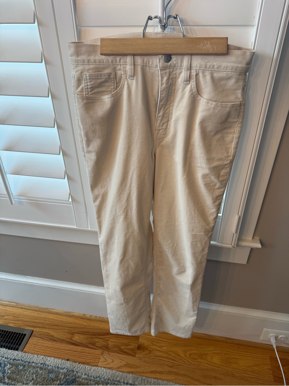 J. Crew Cream Narrow Wale Corduroy Straight-Leg Pants